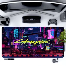 1 pieza Alfombrilla de ratón estilo Cyberpunk, genial, grande, de 35.4x15.7 pulgadas, accesorios de escritorio de oficina, base de goma, alfombrilla de ratón con borde cosido, antideslizante, para escritorio, para oficina, hogar, computadora, como regalo para hombres, mujeres, amigos, cumpleaños, Halloween, útiles escolares, vuelta al cole