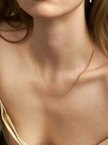 1 Stück 45+5cm vielseitige Edelstahl 18k Goldplattierung Schlangenkette Halskette minimalistisch 1,2mm dünne runde silberne Schlangen Halskette für Damen Lässig Bekleidung das ganze Jahr über