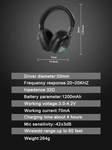 COLUSI Auriculares inalámbricos para juegos Colusi con efectos de iluminación RGB y enfriamiento, para portátiles, PC, , , Switch, con larga duración de batería, micrófono con cancelación de ruido, 2.4Ghz + BT 5.4, baja latencia, talla grande rápidos