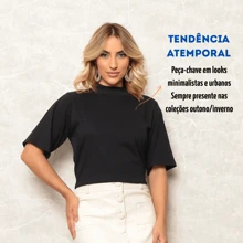 Kit 3 T-shirt Gola Alta Feminina Oversized Malha Larga Fashion Comfort