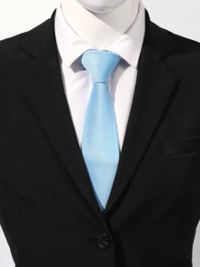 1pc Light Blue Men's Tie, Minimalist Classic Style, Suitable For Weddings, Parties, Vacations, Work, Collar Accessory, Suitable For Daily Wear - Baby Blue - View 2