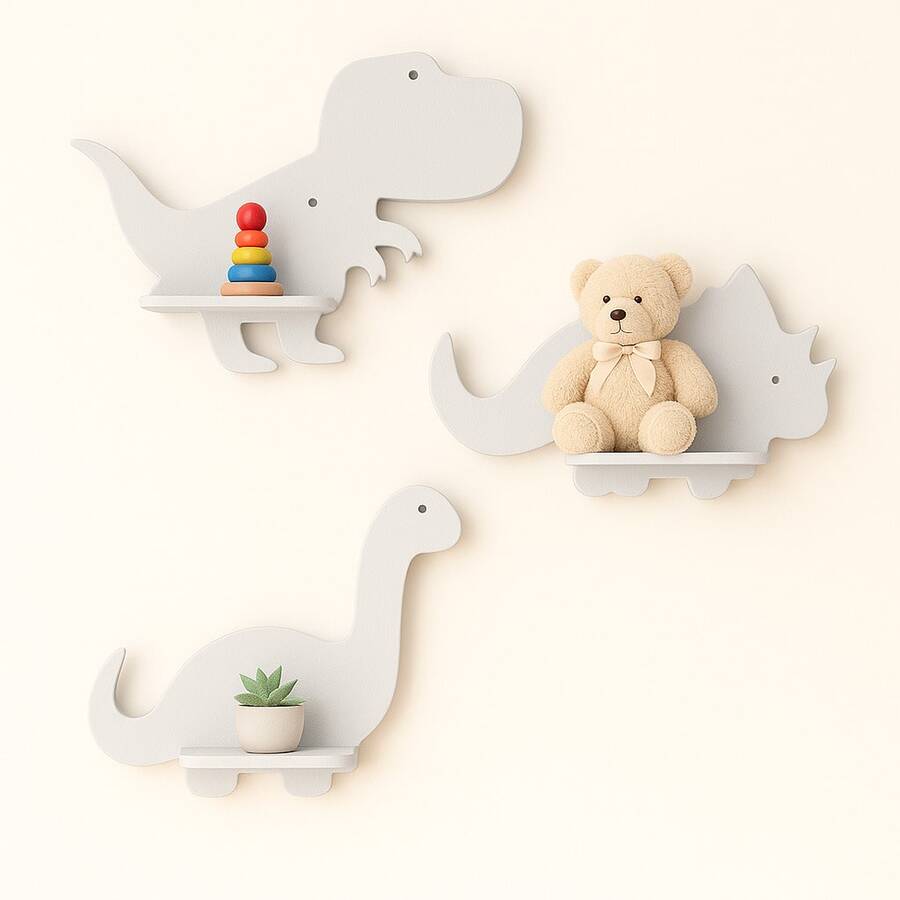 Dinosaur Shelf Trio MDF Decoration - 灰色 - 查看 1