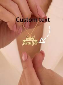 Collana con ciondolo a forma di gatto cartoni animati personalizzata, un ciondolo con gattino individuale e affettuoso, un ciondolo portafortuna in acciaio inossidabile a forma di gatto, gioiello elegante da indossare tutti i giorni, adatto per il ritorno a scuola, San Valentino, Festa della Mamma, un regalo raffinato per amici e confidenti.