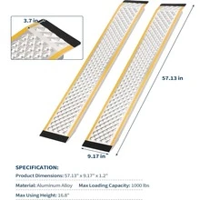 CuisinSmart 57" Heavy-Duty Aluminum Mower Ramps (2-Pack) – 1,000 Lb Capacity Anti-Slip Loading Ramps With Punch Plate Surface, 9" Wide Shed Ramps For Riding Mowers & ATVs - Silver - View 11