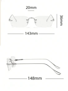 1pc Men's Classic Retro Patterned Rimless Metal Oval Frame Plain Glasses (Comes With Glasses Strap, Glasses Suitable For Reading, Decoration, Street Photography)