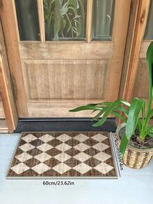 1PC Brown And White Diamond Patchwork Living Room Area Rug Comfortable And Soft Surface 100% Polyester Waterproof And Stain-Resistant Silicone Back For Non-Slip And Non-Shifting Suitable For Living Room Large Size Bedroom Home Decoration Household Items Door Outdoor Rug Mat Multiple Sizes Available Machine Washable And Easy To Care For Pet And Child Friendly Kitchen Rug