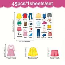 20pcs/Set Clothing Label Stickers, Children's Bedroom Wardrobe Decor Stickers, Self-Adhesive Background Decor Stickers, Suitable For Kids Room Cabinet Decoration