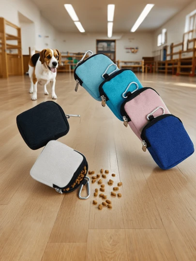 1pc Dog Training Pouch (Leash Attachable), Dog Treat Bag Hands-Free Walking Bag (With Carabiner), Dog Poop Bag Dispenser (Suitable For Puppy Travel Or Outdoor Use), Zipper Closure To Prevent Leakage Dog Treat Bag Dog Treat Pouch Dog Walking Bag Pouch