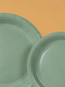 10/25pcs Sage Green Paper Plates For Party, Disposable Sage Green Party Plates, Suitable For 25 Guests, Used For Party Decorations, Birthday, Gifts - Multicolor - View 5
