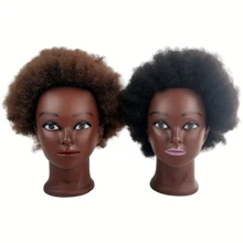 Kinky Curly Human Hair Mannequin Head For Hairdresser Practice Afro Cosmetology Manikin Doll Head Styling Hair Extension