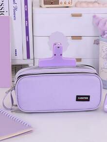 1个全新大容量多层铅笔盒，大容量布艺桌面铅笔盒 - 透明多隔层收纳盒，可存放计算器、笔记本和钢笔 - 适合学校、办公室和旅行 - 学生、专业人士、男女通用，学校文具收纳盒，多功能收纳，拉链封口，铅笔盒袋，用于存放学习用品，返校季必备 - 彩色 - 查看 7