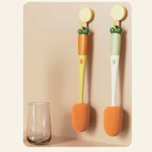 Escova 3 Em 1 De Limpeza De Copo e garrafas Com Cabo Longo Multifuncional Forma De Cenoura