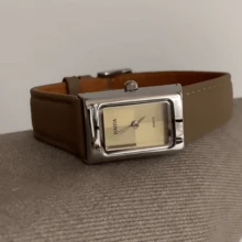 1pc CILOA Women's High-End Rectangular Waterproof Quartz Watch, Fashionable Daily Wear - Brown - View 3