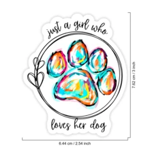 1PC Just A Girl Who Loves Her Dog Sticker, Cute Colorful Paw Print Laptop Decal, Dog Mom Water Bottle & Tumbler Sticker, Waterproof Durable Vinyl Die Cut Decal For Car, Puppy Lover Gift For Women, Aesthetic Pet Decor - Multicolor - View 2
