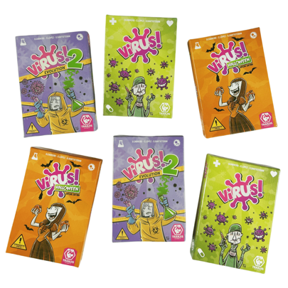 Juego de mesa Virus 1 2 3, juego de cartas contagiosamente divertido, versión en español e inglés, juego de fiesta para Halloween, juego familiar divertido
