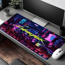 1 pieza Alfombrilla de ratón estilo Cyberpunk, genial, grande, de 35.4x15.7 pulgadas, accesorios de escritorio de oficina, base de goma, alfombrilla de ratón con borde cosido, antideslizante, para escritorio, para oficina, hogar, computadora, como regalo para hombres, mujeres, amigos, cumpleaños, Halloween, útiles escolares, vuelta al cole