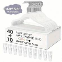 50 件植绒儿童衣架，防滑晾衣架，植绒婴儿衣架 - 防滑衣架，适合婴儿、幼儿和婴儿衣服 - 简约设计儿童衣柜衣架 - 彩色 - 查看 17