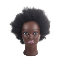 Kinky Curly Human Hair Mannequin Head For Hairdresser Practice Afro Cosmetology Manikin Doll Head Styling Hair Extension