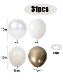 10 pulgadas Globos de látex blancos y dorados metálicos, globos de fiesta de oro champán, adecuados para decoración de cumpleaños bohemio, baby shower, compromiso, aniversario de boda - Multicolor - Ver 2