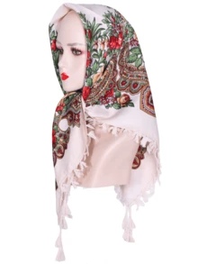 1pc Women's Traditional Print Headscarf Shawl, Versatile Warm Dust-Proof Face Cover Scarf, Women Everyday Head Wrap For Dress - Multicolor - View 21