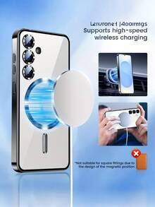 豪华无线充电磁性外壳带镜头保护电镀透明防震 TPU 外壳适用于三星 Galaxy Galaxy S25 S25Edge S25Plus S25Ultra S24 S24Ultra S24Plus S24FE S23FE S23Ultra S23Plus S22Ultra S20FE S21FE S21Ultra/A16 A26 A36 A56 A15 A25 A35 A55 A14 A34 A54 /Note10 Note10Plus Note20 Note20Ultra 外壳防水防摔防刮 - 黑色 - 查看 3