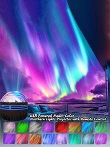Galaxy Aurora Borealis Projector - Northern Lights & Starry Sky LED Night Light With Remote & Smart App, 16 Color Changing USB Mood Lighting For Bedroom, Home Theater, Party Decor & Christmas Gifts - 北極光 - 查看 7