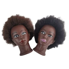Kinky Curly Human Hair Mannequin Head For Hairdresser Practice Afro Cosmetology Manikin Doll Head Styling Hair Extension