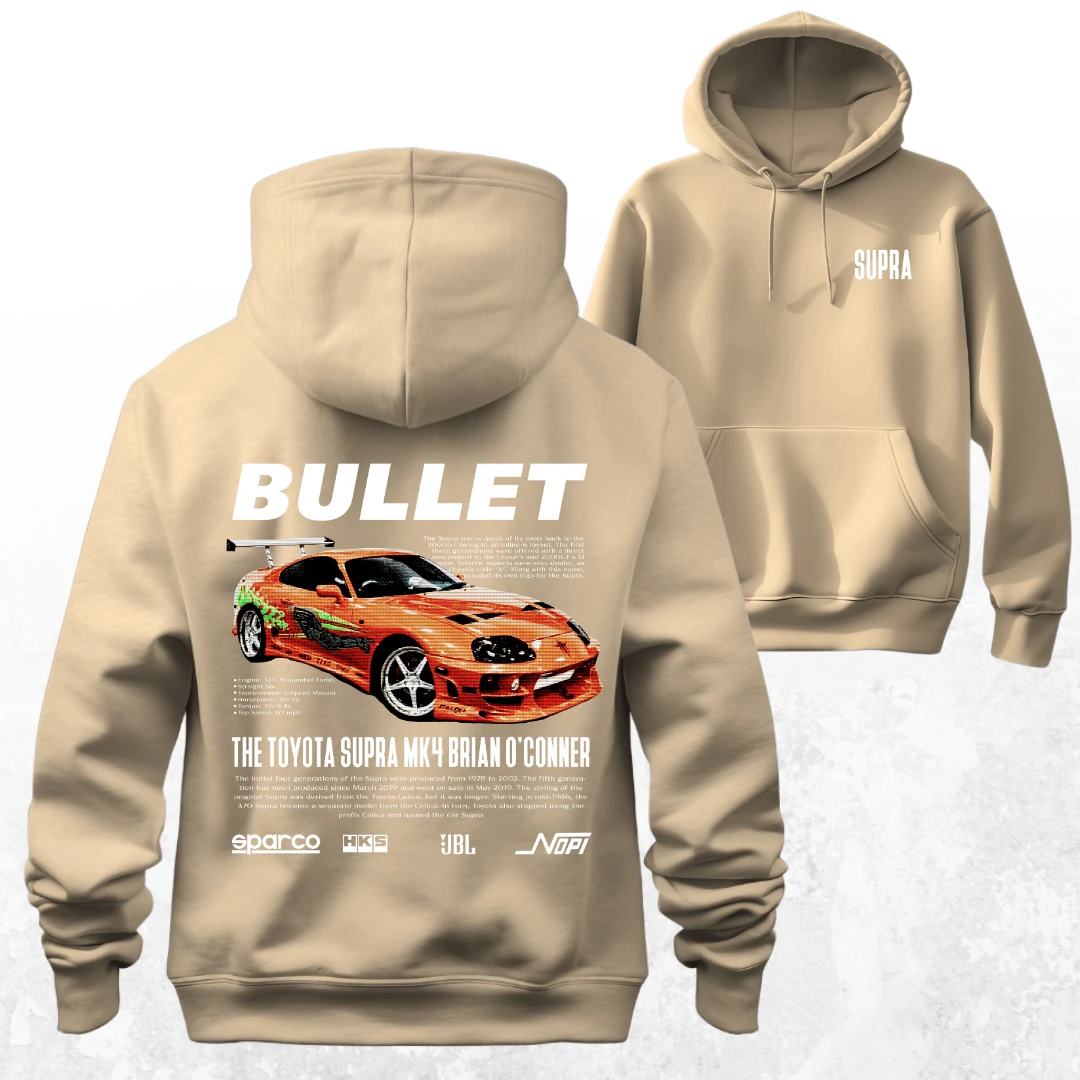 Men's Hoodie With "Bullet" Cars Print – From S To G3 (Plus Size) | Premium Streetwear