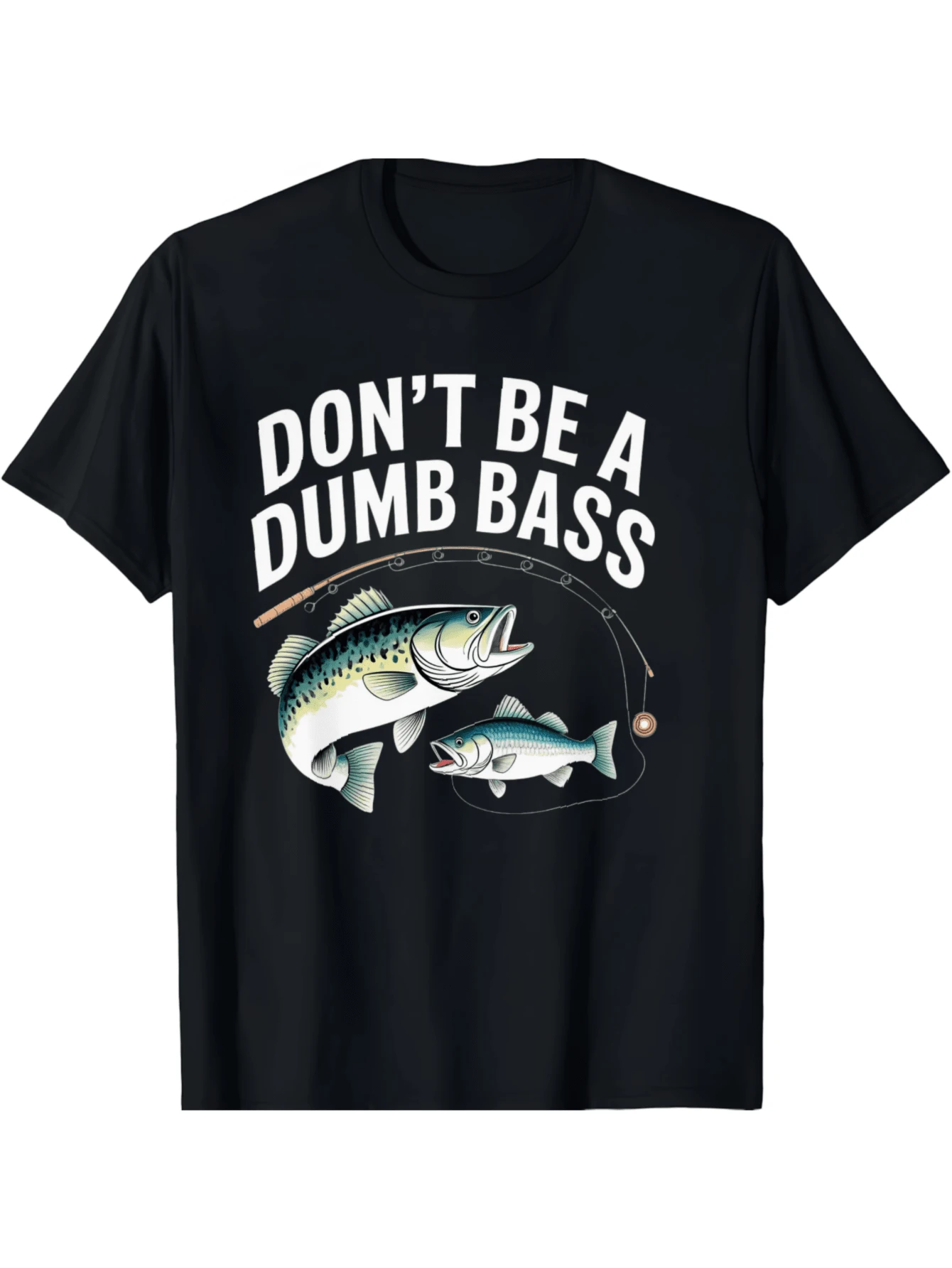 Don't Be A Dumb Bass Fishing T-Shirt | Funny Fisherman Gift | Cool Graphic Tee For Men Women | Outdoor Sports Apparel | Unique Angler Design | Casual Wear Top - màu đen - Xem 1