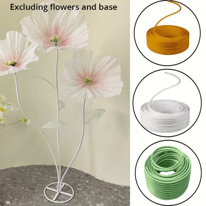Tubo flexible y moldeable con diseño floral - 3 colores (blanco, verde, dorado) para decoración de plantas y globos, Navidad, Pascua, Día de San Valentín, Acción de Gracias, Graduación - Decoración del hogar de plástico duradero, sin necesidad de energía, decoraciones florales