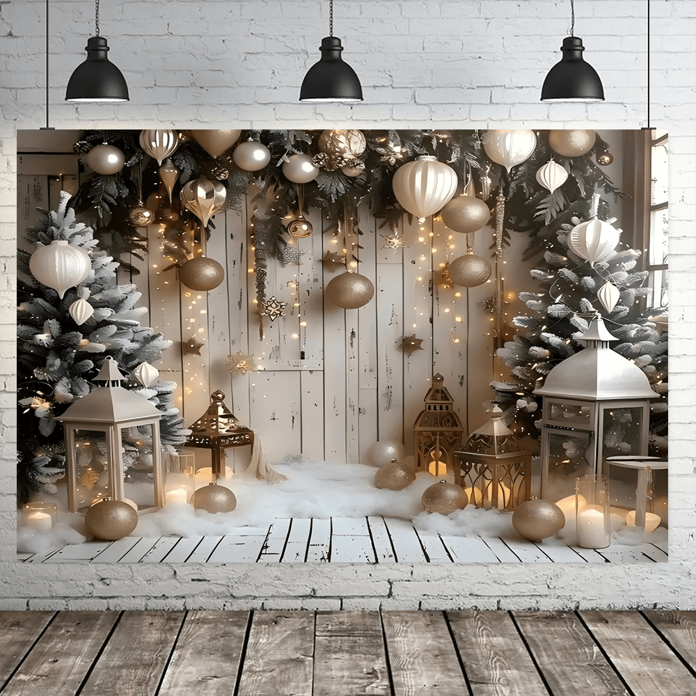 1 Piece Christmas Polyester Photography Backdrop, Christmas Tree Christmas Ball Design, Multiple Sizes Can Be Used As Photography Studio Props Or Wall Decorations, Christmas Banners Outdoor Flags &Oanners, Home Decor
