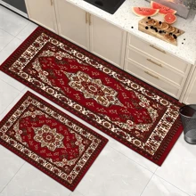 1 pieza Decoración del hogar, Alfombra con patrón impreso Antideslizante Estera de gel de sílice para la cocina, Alfombra, Alfombra, Rectángulo impreso en 3D, Adecuado para sala de estar, dormitorio, pasillo, baño, lavandería - Alfombra de poliéster, Decoración del hogar interior y exterior