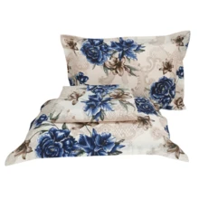 Double Bedspread Printed Fabric Simple 3 Pieces Daily Use - Royal Blue - View 3