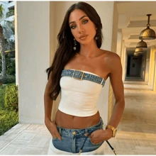 LUMORIGINK Designer White Knit Denim Suits Set Women's Patchwork Elegant Sleeveless Tops Matching Wide Leg Baggy Pants Summer New Outfits