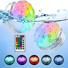 Floating Lights LED Multi Color Changing Water Float Drift Lamp For Fish Tank Pond Led Floating Lamp Swimming Pool Ball Pond Drift Waterproof Glow Show Disco Color Changing Light 16 Colors 10leds LED Submersible Light Remote RGB Swimming Pool