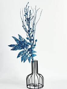 1件/3件/5件 人造亮片植物，40cm人造樹枝，聖誕樹裝飾，適用於節日、婚禮、派對、居家室內餐桌、房間、臥室裝飾，可用作禮物、花環、藤蔓DIY裝飾配件，聖誕樹與聖誕植物裝飾居家聖誕裝飾 - 藍色 - 查看 5