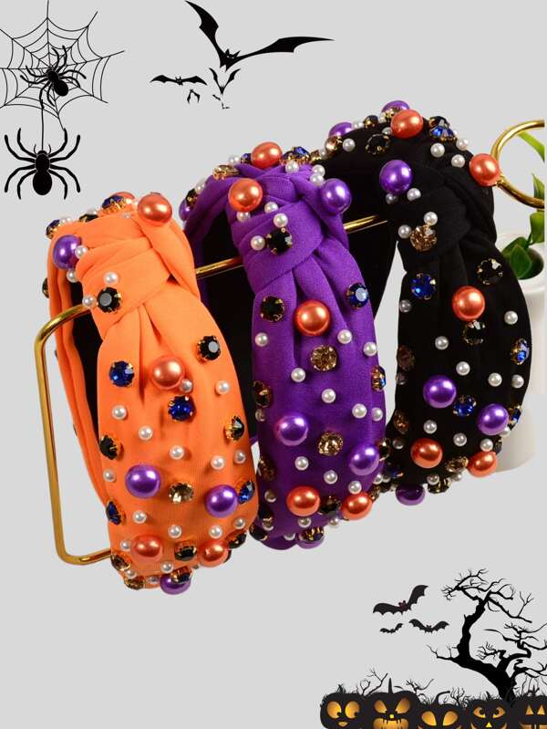 1/3 piezas Diadema de bruja de Halloween, vampiro, calabaza, calavera, murciélago con ala ancha y nudo, accesorios para el cabello de mujer, decoración de Halloween, ropa festiva, decoración de fiesta, regalo, diadema, aro para el cabello