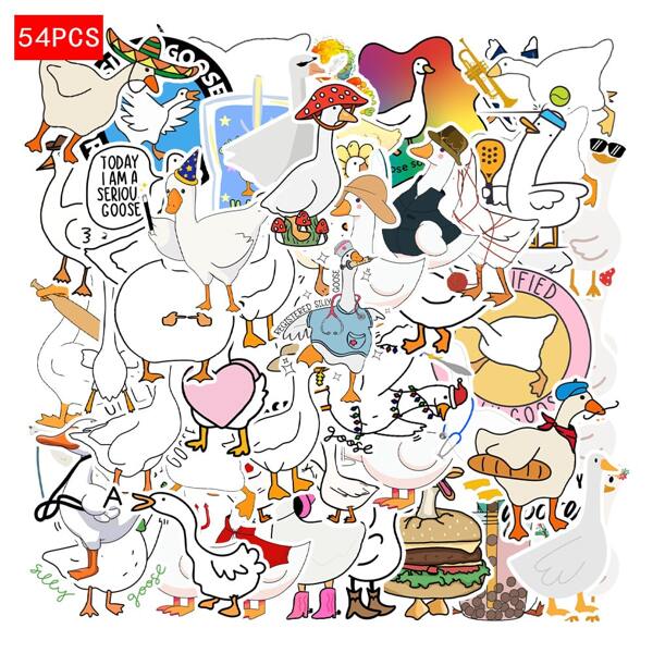 50pcs Funny Silly Goose Stickers PVC Gift Cartoon Creative Decoration Scrapbook Laptop Luggage Guitar Water Cup Phone Case DIY Decal,School Supplies,Back To School