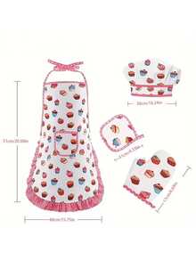 儿童围裙套装 - 4 件绘画和厨师角色扮演围裙，适用于艺术、工艺品、厨房、教室、派对或服装装扮 - 彩色 - 查看 2