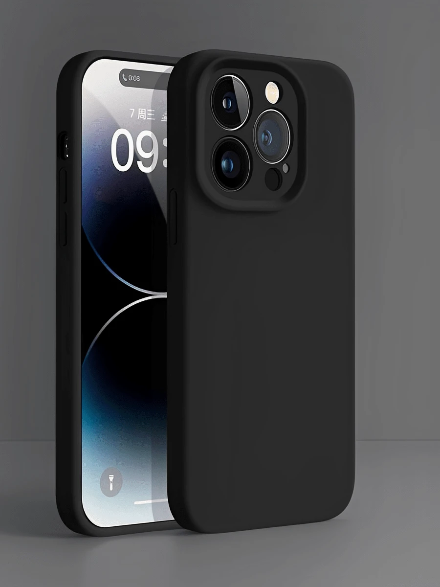 Three-Color New Liquid Silicone Anti-Fall Full Package Suitable For IPhone17,17Air,17pro,17pro Max, 16, 15, 14, 13, 12, 11, PRO MAX, X, XS, PLUS,And Galaxy25,24,23,22,21 FE ULTRA And Pixel 9,10 PROXL And Motoorla EDGE 50,60, G54,G84.With Simple And Stylish Design, Shockproof And Soft Protective Cover, Unique Creative Design. - 黑色 - 查看 1