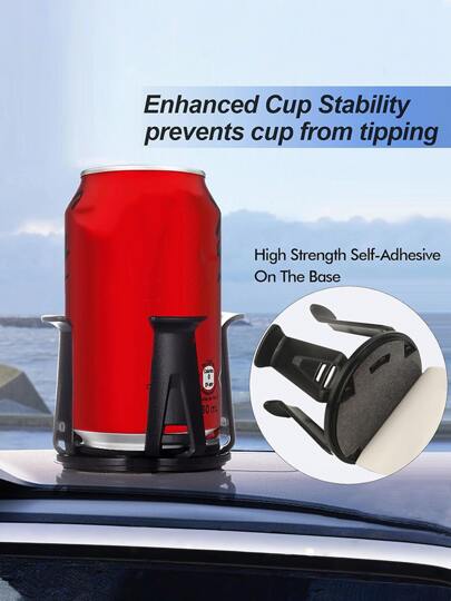 1 件装防溢车载杯架，适用于咖啡和水瓶，通用自粘式车载杯架扩展器，饮料罐和咖啡杯收纳架，适合大多数汽车，车载杯架，稳定设计，易于安装，旅行必备品