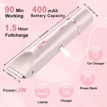 2-In-1 Electric Shaver, USB Rechargeable Hair Remover, Quick Removal Of All Body Hair, Waterproof Design, Wet & Dry Use, Painless, Suitable For Home & Travel, Can Be Used As Holiday Gift, 400mAh Battery