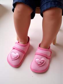 1 Pair Spring Autumn Baby First Walkers Infant Baby Girls Boys Anti-Slip Shoes Heart-Shaped Newborn Slipper Shoes 0-12 Months