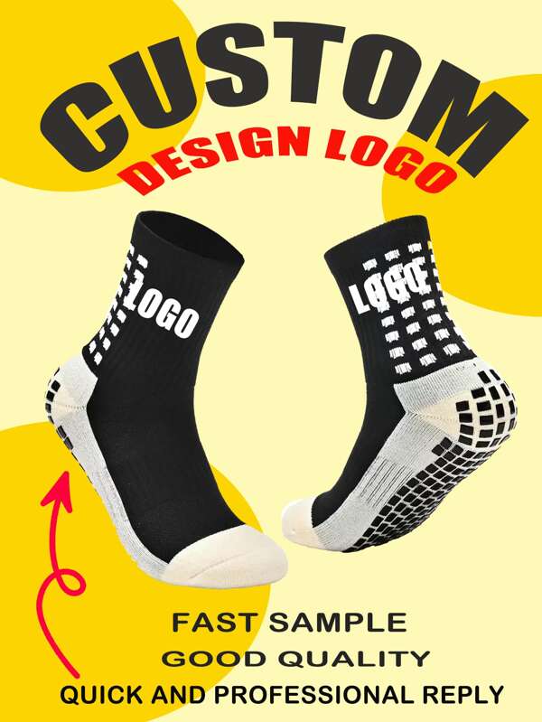 1pc Customized Letter Logo Sports Socks, Elastic Basketball Football Men's Sweat-Absorbent Socks, Sports Running Low Cut Ankle Socks, Elastic Men's Compression Sweat-Absorbent Breathable Football Socks