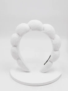 1 件女士发带，泡沫材质，可用于洗脸，女士固定式发带，毛巾布柔软发饰，发箍，发圈，秋季，发饰，女士头饰发带 - 白色 - 查看 1