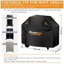 [210D Orange Line Grill Cover] Tear-Resistant Oxford Cloth Grill Cover For Gas Grills, With Adjustable Hem Drawstring, Suitable For Weber, Char-Broil, Nexgrill And Other Grill Models. - Black - View 10