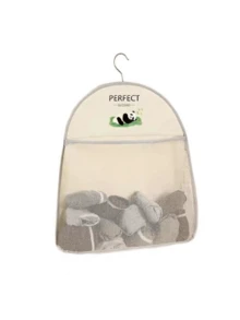 1pc Hanging Underwear & Sock Storage Bag, Multi-Functional Hanging Pouch, Panda Pattern Lingerie & Sock Bag, Breathable Wall-Mounted Storage Bag For Bathroom, Bedroom, Kitchen, With Hanging Strap, Beige Wall-Mounted Storage Bag, Dorm Essential Clothing Organization Bag, Wardrobe Storage - Beige - View 7