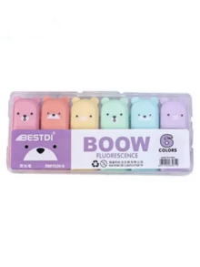 Bộ 4/5/6 bút dạ quang hình gấu nhỏ dễ thương, đầu bút vát màu pastel, đồ dùng học tập cho trường học và mẫu giáo. - Nhiều màu - Xem 12