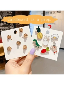 5/10 件珍珠胸针和鞋饰套装、蝴蝶结发夹、珠宝别针、时尚配饰组合、卡通胸针套装、卡通、别针、女士、纽扣