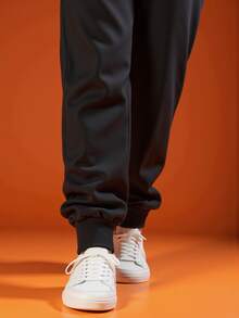 Debex Men's Thick Flannel Jogger Winter Cold Sweatpants - Black - View 5